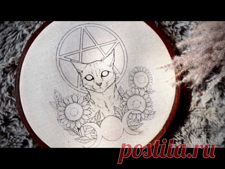 Cat and sunflower  || embroidery for beginners || Hoop art for wall hanging - Let’s Explore