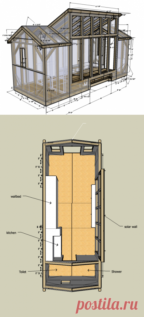 8x20 Solar Tiny House Plans - Version 1.0 - Tiny House Design