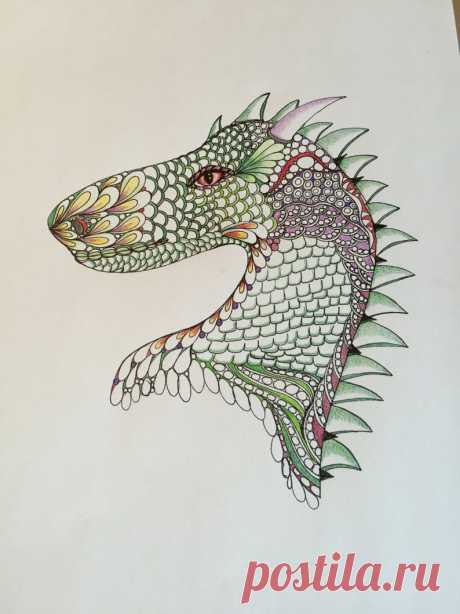 Zentangle Dragon dragon drawing dragon art wall art | Etsy