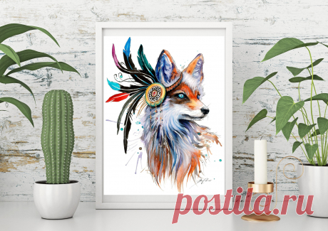 In nature spectrum signed Art Print Fox wild life wolf | Etsy