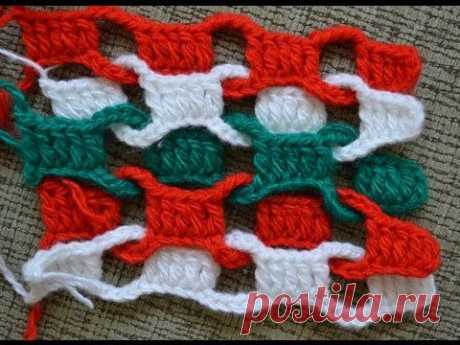 Простой разноцветный  (Simple colorful scarf crochet)