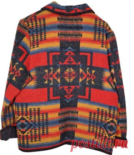 Coldwater Creek Aztec Southwestern Wool Blend Jacket Concho Buttons Women's Sz L | eBay