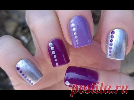 Easy Nail Art Designs! #3 - DIY: Elegant Silver, Violet &amp; Purple DOTTICURE Nails
