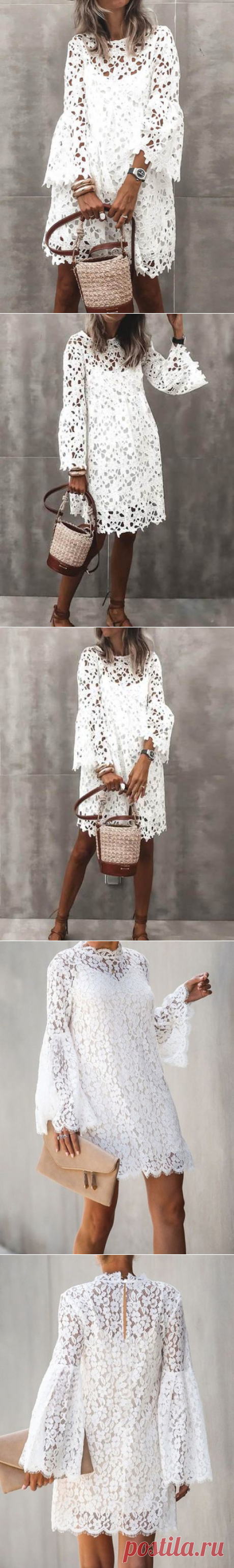 $ 32.96 - Sexy elegant women white two pieces hollow out shift dresses - www.clothingi.com