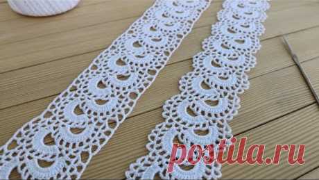Простое ЛЕНТОЧНОЕ КРУЖЕВО вязание крючком МАСТЕР-КЛАСС Сrochet lace braid ribbon tape tutorial