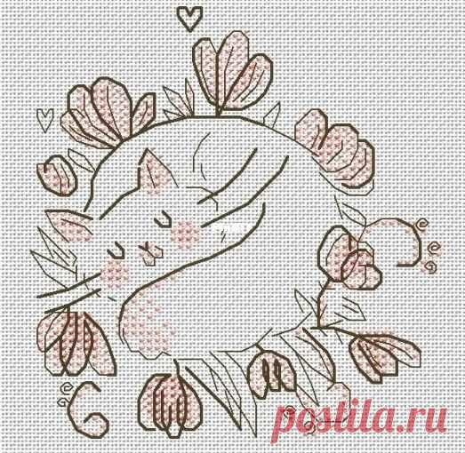 Sleeping Marshmallow Cat by Alisa Okneas-Cross stitch Communication / Download (only reply)-Cross stitch Patterns Scanned-PinDIY.com