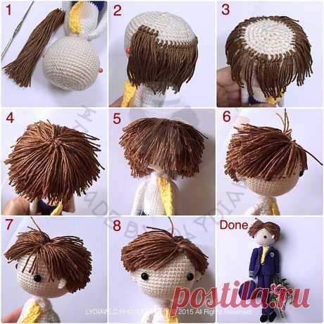 ⓛⓨⓓⓘⓐⓦⓛⓒ 💃 в Instagram: «Sharing my tutorial of making short hair for doll. The most difficult part is... cut short the yarn with hair style. 分享我个人的短发玩偶的制作过程，看起来比长发容易，其实难在修剪至短和发型。»