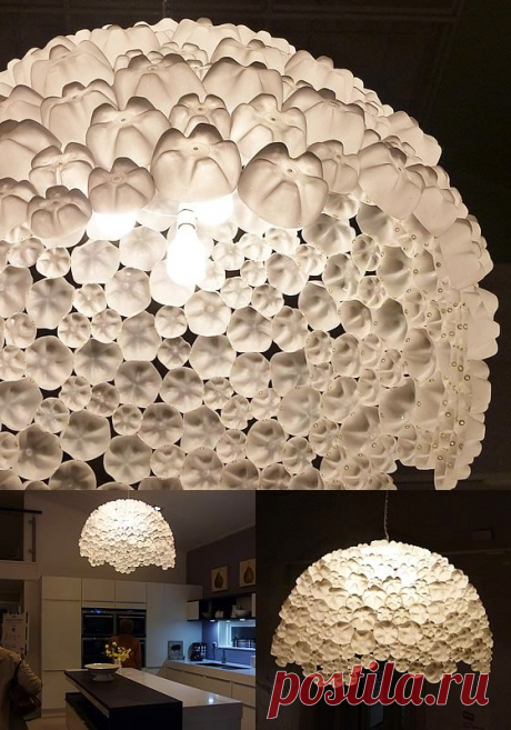 310 Plastic bottles recycled into ceiling pendant lamp | Recyclart
