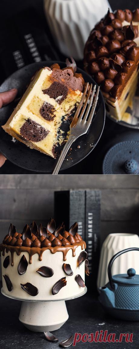 Необычный двухцветный торт "Партия": ваниль, шоколад и кофе - Andy Chef (Энди Шеф)