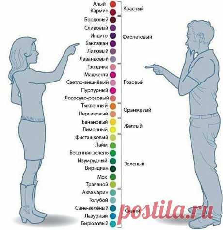 Как различают цветовые оттенки женщины и мужчины