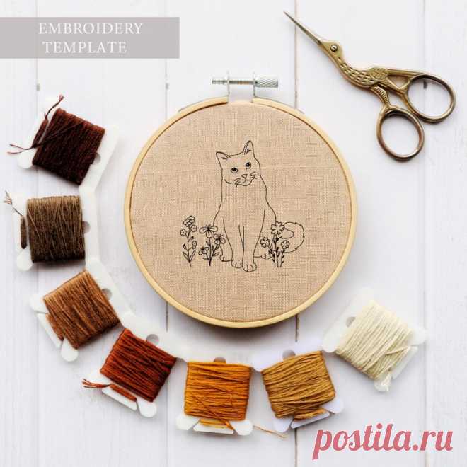 Cat Botanical Embroidery Hoop Art / DIY Home Decor / Nature | Etsy Moldova