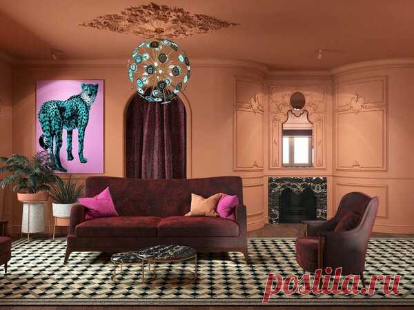 Дачный ответ: терракотовая гостиная с элементами рококо | flqu.ru - квартирный вопрос. Блог о дизайне, ремонте