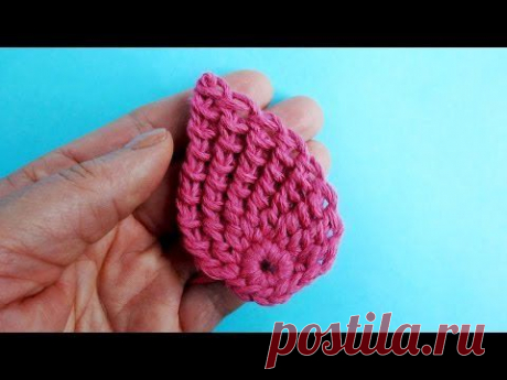 Crochet leaf Зеркальный тунисский листик вязание крючком 334