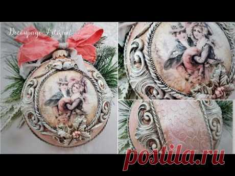 Decoupage 🎄 bauble, medallion with a couple in love 💝🎄 #itdcollection  #  DIY tutorial...