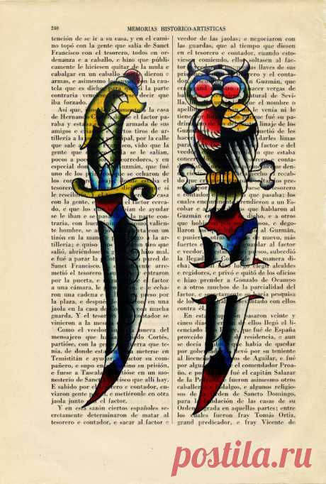 Daggers American Traditional Book Art Print Tattoo Images