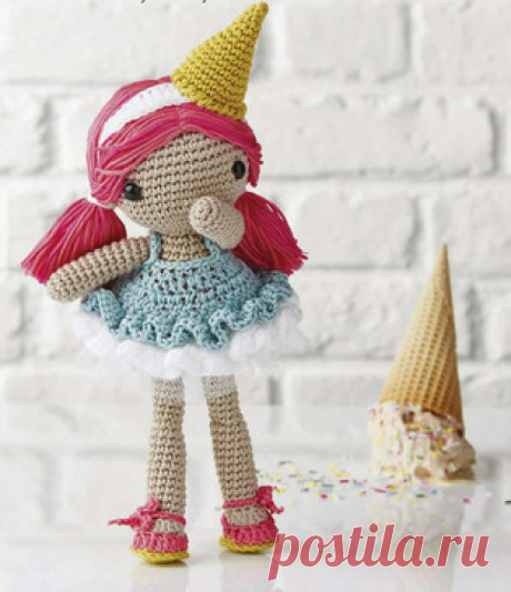 Девочка Мороженка. Бесплатный мастер-класс, схема и описание для вязания игрушки амигуруми крючком. FREE amigurumi pattern. #амигуруми #amigurumi #схема #описание #мк #pattern #вязание #crochet #knitting #toy #handmade #рукоделие #кукла #куколка #мороженое #пупс #девочка