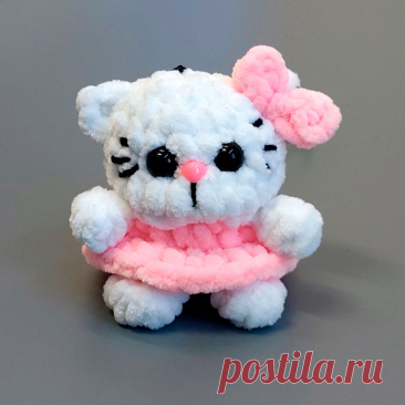 PDF Кошечка крючком. FREE crochet pattern; Аmigurumi toy patterns. Амигуруми схемы и описания на русском. Вязаные игрушки и поделки своими руками #amimore - маленькие котята Хелло Китти, плюшевый котик Hello Kitty, кошечка из плюшевой пряжи, кошка, кот, котёнок.