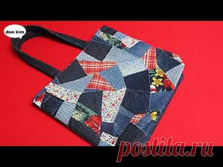 DIY자투리 원단으로 "명품백"을  만들어요!/패치웍 사각 퀼팅 토트백/make a "luxury bag"/patchwork square quilting tote bag