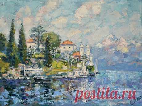 Italy Painting 意大利景观 Landscape Artwork Lake Como Original Art Impressionism 油畫原作 - Shop ArtDivyaGallery Posters - Pinkoi Italy Painting 意大利景观 Landscape Artwork Lake Como Original Art Impressionism 油畫原作 Oil Canvas Palette Knife Wall Art Impasto 30 x 40 cm. 12 x 16 inches by Savenkova Medium: canvas, oil. Style: Modern, Impressionism, Impasto. The painting is covered with a protective layer of professional varnish. Beautiful painting for home and office.