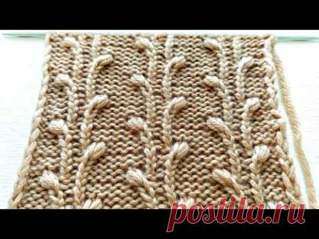 Нежный узор спицами Веточки вербы 🎀 Для вязания женских и детских изделий