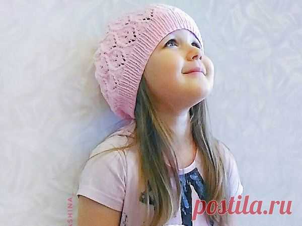 Как связать детскую ажурную шапку спицами с красивым узором | Журнал Ярмарки Мастеров