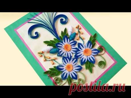 Paper Quilling Card 🌹How to make Beautiful Quilling Flowers Design for Happy Birthday Card