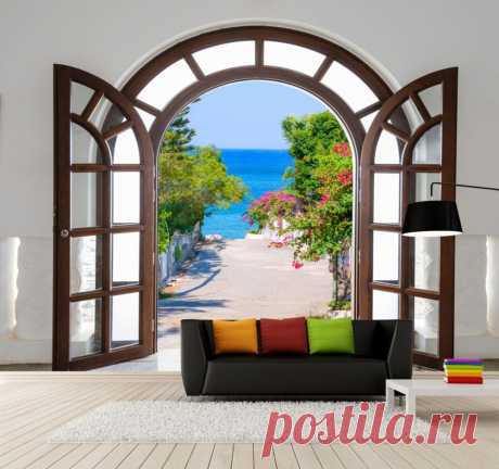 Home Decor Wall Papers 3D Retro Arch Door Landscape Photo Wallpaper Mural Living Room Bedroom Self Adhesive Vinyl/Silk Wallpaper-in Wallpapers from Home Improvement on Aliexpress.com | Alibaba Group