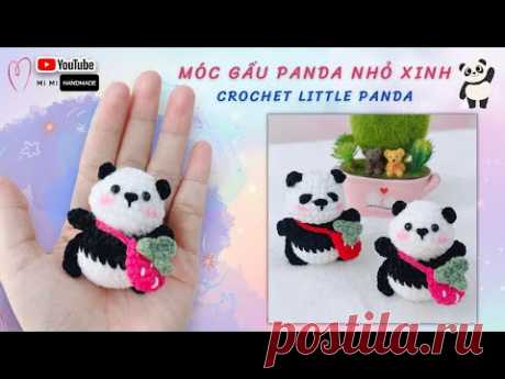 #327 Hướng Dẫn Móc Gấu Panda Đeo Túi Dâu Nhỏ Xinh | Crochet Little Panda Keychain | Mimi Handmade