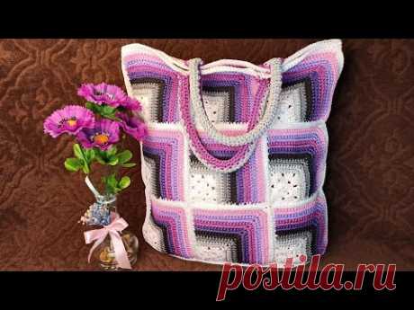 Tutorial crochet shoper bag - Curry puff stitch - crochet bag 3D, Part 1 Майстер клас сумка 3D мотив