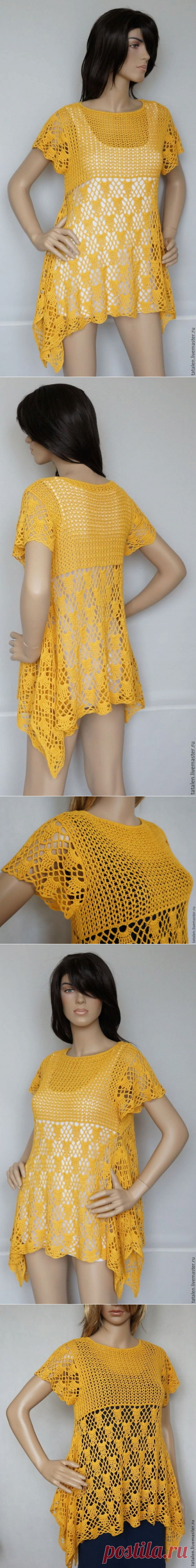 Пуловер хлопок-бамбук "Подсолнух" – купить в интернет-магазине на Ярмарке Мастеров с доставкой - 60VABRU | Москва
