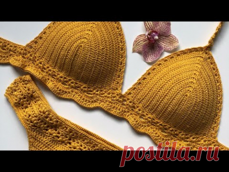 Вязаный топ крючком. Вязаный купальник. Crochet bikini. Crochet top.