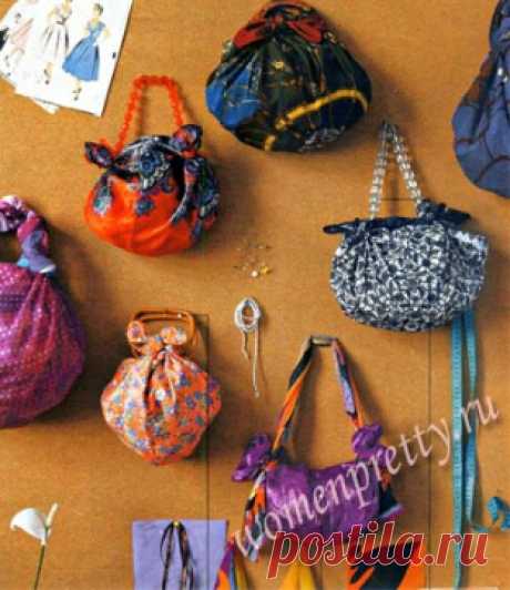 Три идеи для создания стильной сумочки... Стильные сумки … из платка...