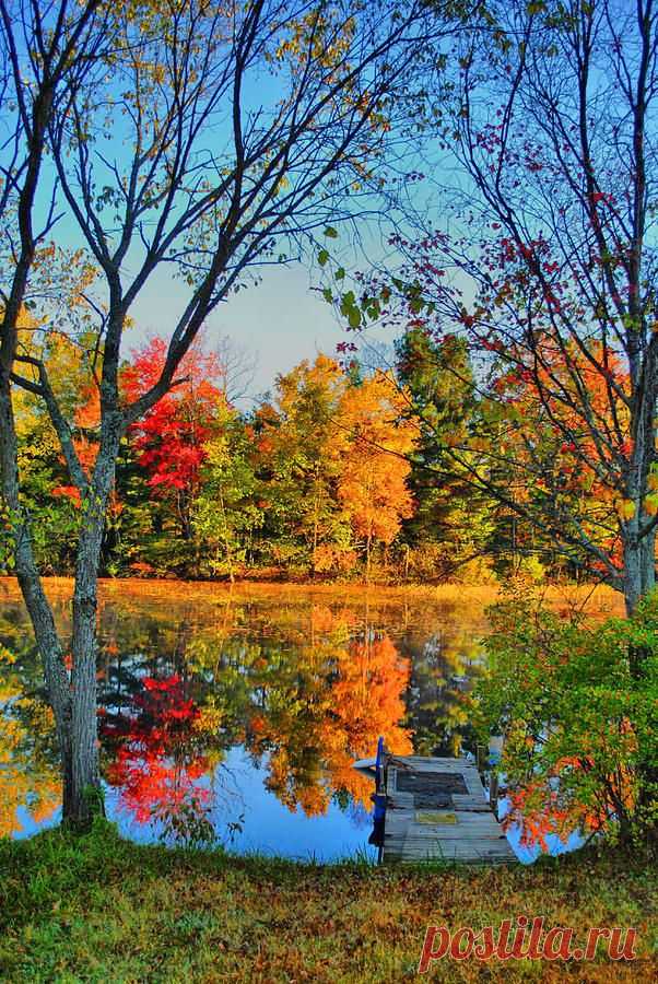 Dock Reflection Print by Emily Stauring / Fall Reflection | Autumn Glory
