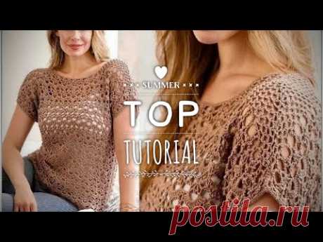 ХИТ ЛЕТА: ВЯЖЕМ 🔥 КЛАССНЫЙ 😍 ТОП КРЮЧКОМ &quot;GLOSSY&quot;! 💫 BEAUTIFUL CROCHET TOP TUTORIAL 🪸