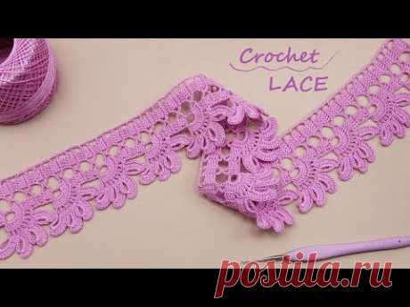 ЦВЕТОЧНОЕ ленточное КРУЖЕВО вязание крючком КАЙМА МК 🌸Very easy to crochet LACE for beginners🌸