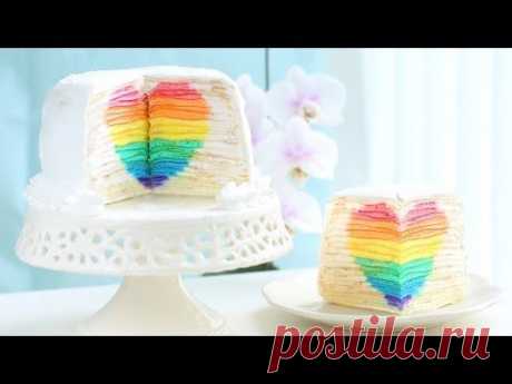 Rainbow Heart Surprise Mille Crepe Cake &quot;Eugenie Cake&quot; 유지니케이크