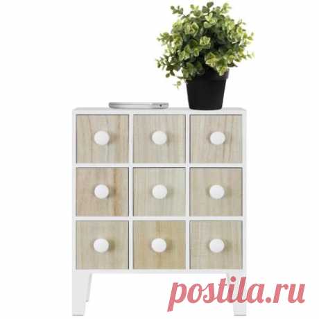Slim Mini Free Standing Cabinet with 9 Drawers in White and Pine TWIN PACK | eBay