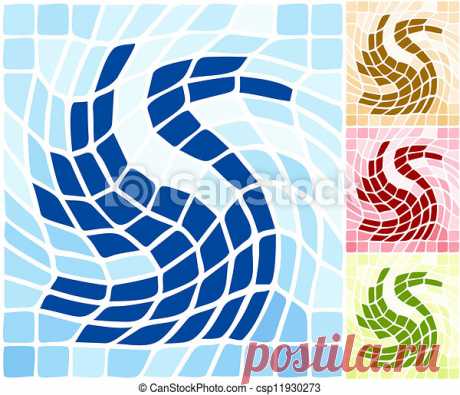 Abstract artistic tile stylized swan shape background.