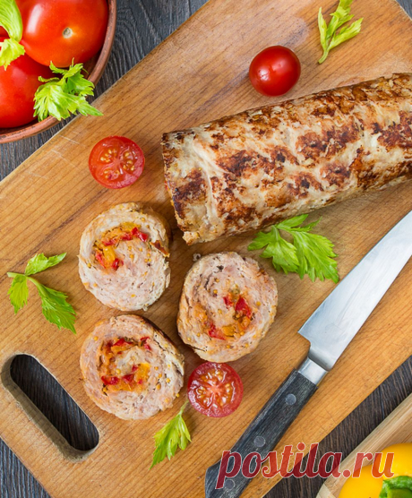 Рецепт рубленого мясного рулета со сладким перцем с фото пошагово на Вкусном Блоге