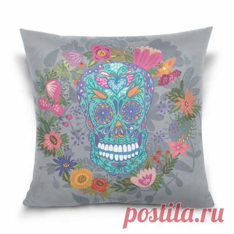 Amazon.com: Hokkien Blue Viper Colorful Sugar Skull With Flowers Decorative Square Throw Pillow Case Cushion Cover for Sofa Bedroom Car Double-Sided Design 16 x 16 inch: Home & Kitchen