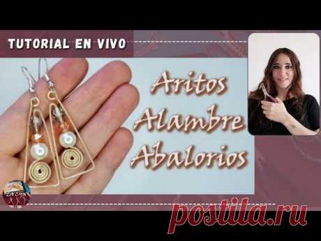 🙋‍♀️ARITOS  DE ALAMBRE EN ESPIRAL Y CRISTALES✨TUTORIAL EN VIVO #37