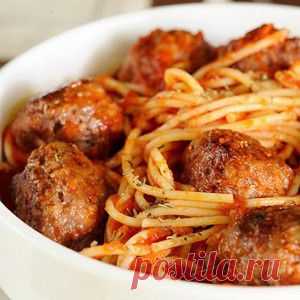 Спагетти с мясными шариками в томатном соусе рецепт – паста и пицца