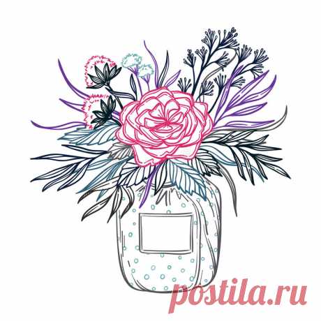 Hand Drawn Vector Illustration - Fashion Bouquet Of Flowers Stock 646