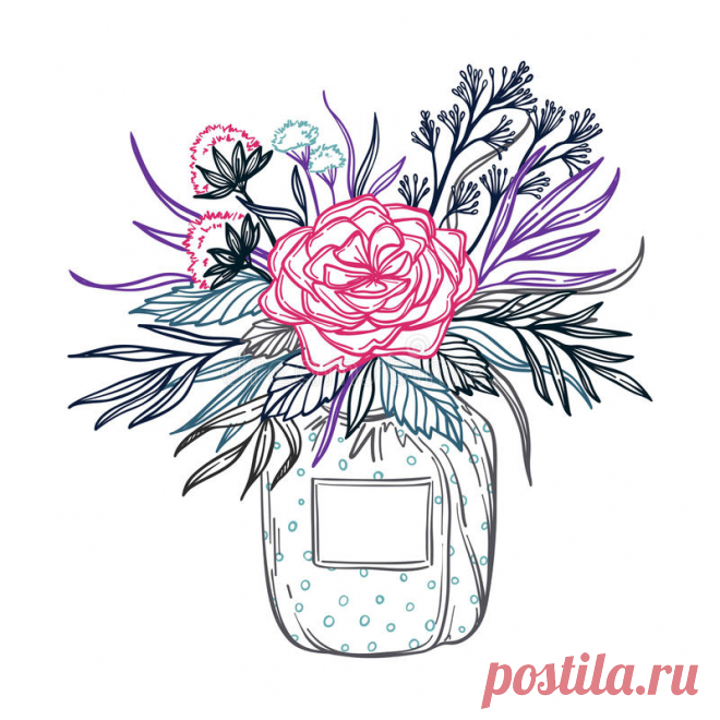Hand Drawn Vector Illustration - Fashion Bouquet Of Flowers Stock 646