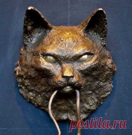 Cat Door Knocker Bronze Sculpture Longhair от casadelgatto на Etsy