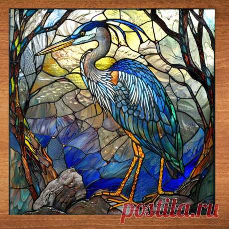 Art Nouveau Blue Heron Vidrieras Look Art en azulejos de cerámica brillante Tileful Artful Display Piece y Gift - Etsy Chile