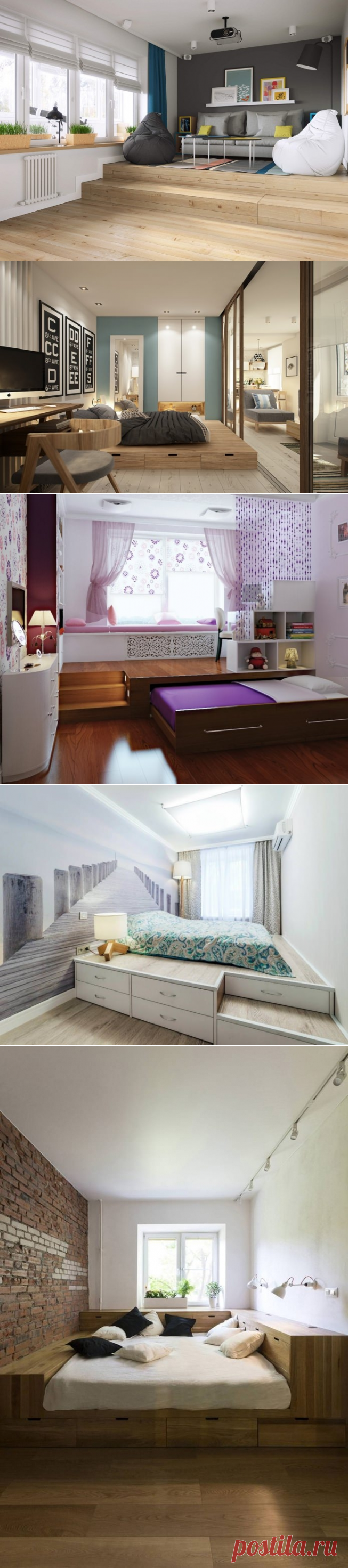 Кровать-подиум – компактное и функциональное решение для интерьера - Дизайн интерьеров | Идеи вашего дома | Lodgers