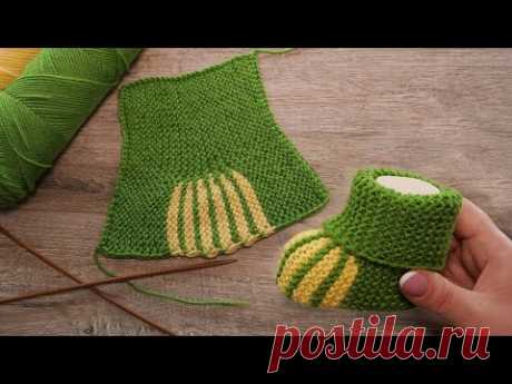 Самые легкие пинетки на двух спицах 🐸 Etsy Two needle booties