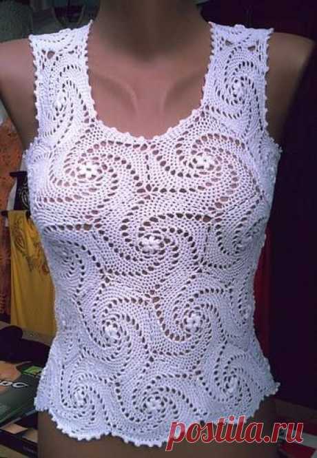 Crochet White Diamond Top Cover-up Blouse Tunic Pullover Lace Image 0 AEF
