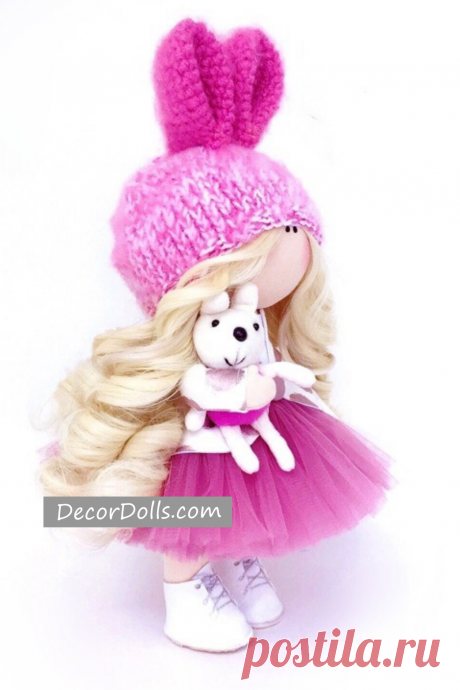 Bunny Birthday Custom Doll, Portrait Doll, Rag Art Doll, Kids Gift Ide – Decor Dolls